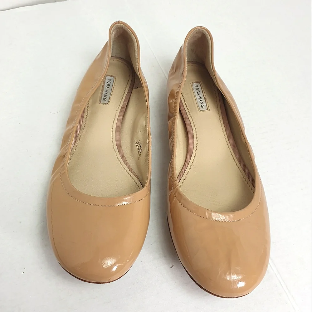 leather upper nude ballet flat slip-on flexible minimalist comfort and style 7.5